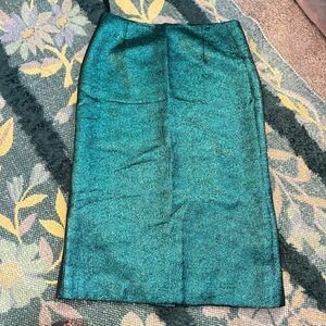 tibi Metallic / Jacquard Green/blue Pencil Skirt Size 4 Womens